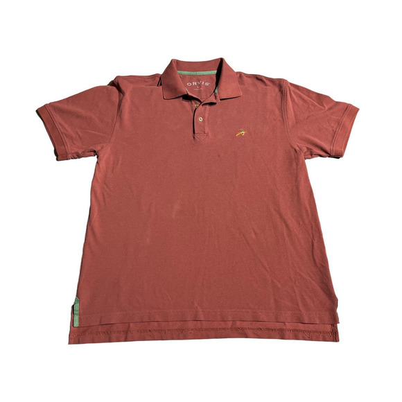 Men's Orvis Polo Collared Pullover Shirt. Burnt Red. Size LARGE. - Picture 1 of 4